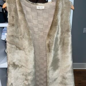 Crescent Faux Fur Vest in Light Brown